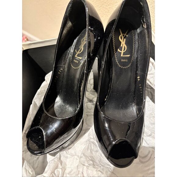 YSL Patent Leather Peep toe Platform Pumps - Picture 6 of 9